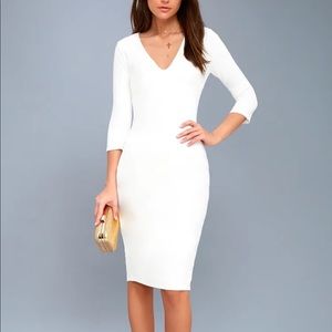 Lulus Style and Slay White Bodycon Midi Dress